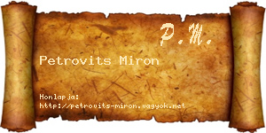 Petrovits Miron névjegykártya